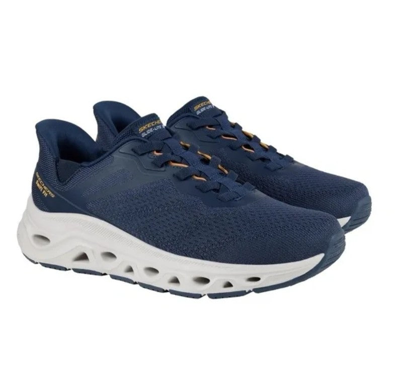 Skechers Men Size 10, Hands Free Swift Fit SlipOn Sneaker Shoes, Navy, Grade A