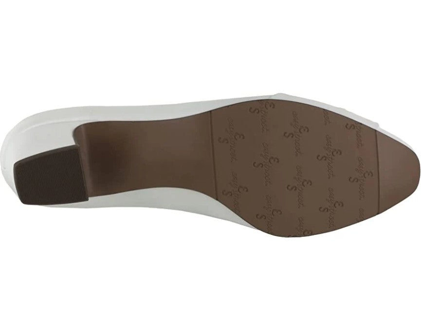 Easy Street Women's Size 8 M, Eloise Faux Leather Dressy Block Heel Pumps, White