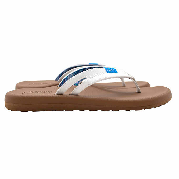 Flojos Ladies' Size 6 Flip Flops Sandals Thongs, White, Customer Return