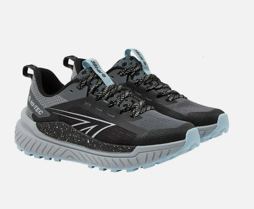 Hi-Tec Women's Size 7.5, Lace-up Trail Shoes Sneakers, Black/Microchip, Grade B