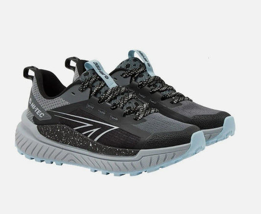 Hi-Tec Women's Size 7.5, Lace-up Trail Shoes Sneakers, Black/Microchip, Grade B