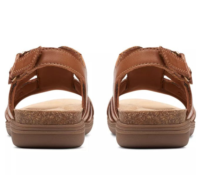 Clarks Women's Size 9 M, April Belle Strappy Sandals, Tan Leather (NO BOX)