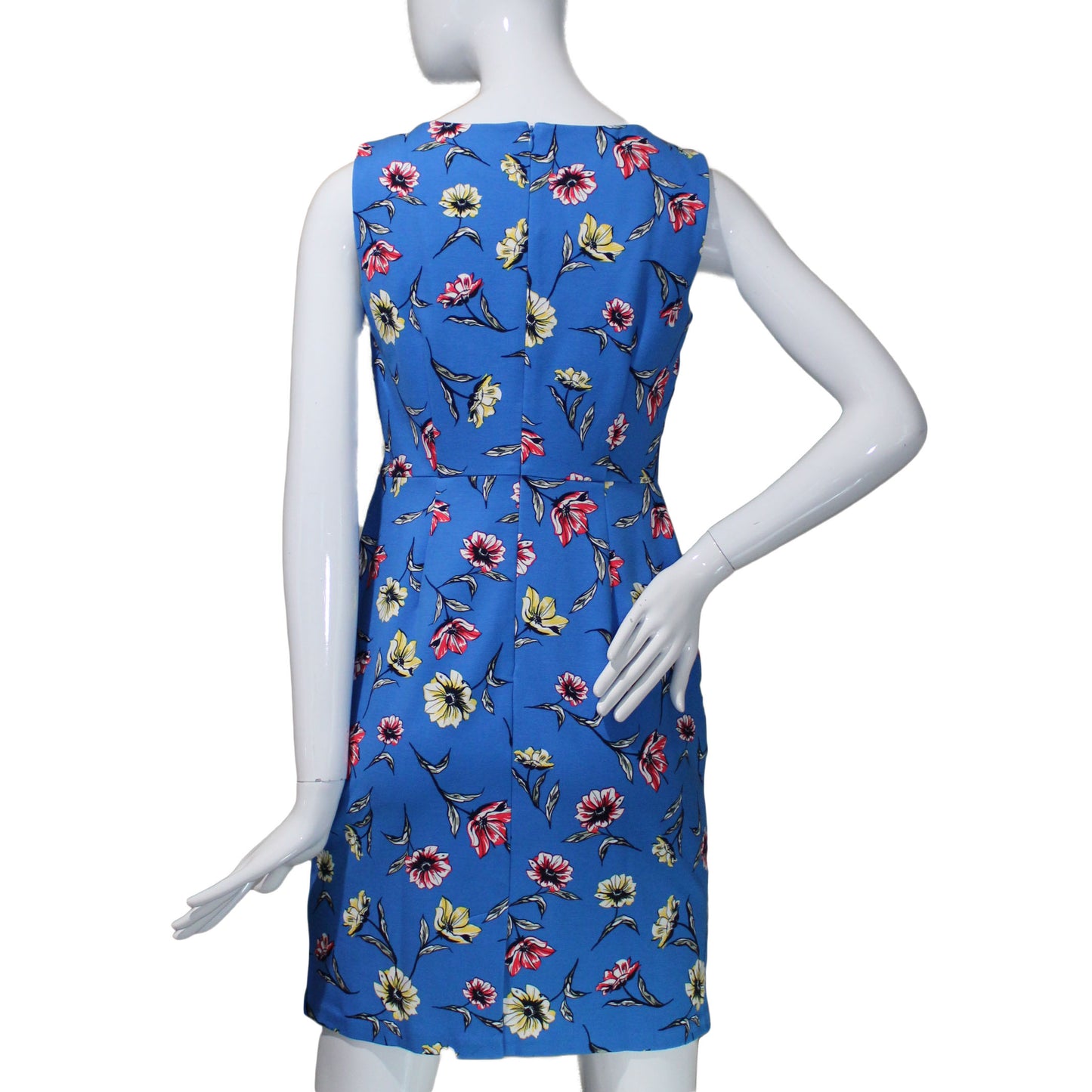 Lands End Women's 2 Petite Sleeveless Ponte Sheath Dress, Blue Floral