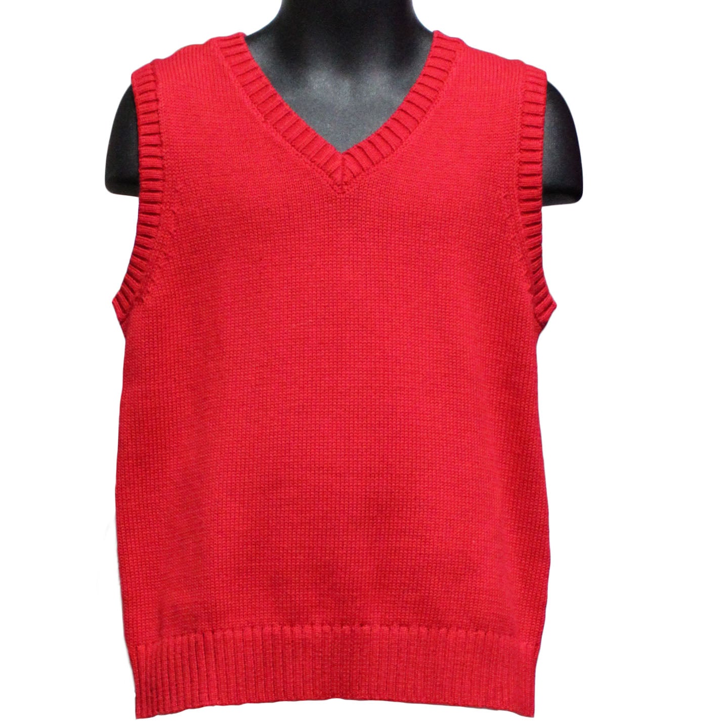 Lands End Uniform Little Girl's Medium (5/6) Drifter V-Neck Sweater Vest, Red