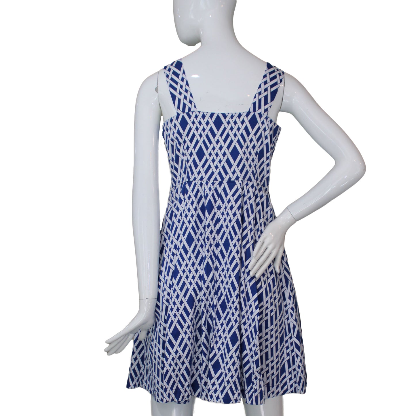 Lands End Women's 2 Petite, Sleeveless Sateen Dress, Rich Cobalt Pattern