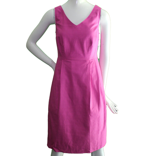 Lands End Size 6 Petite Sleeveless Woven V-Neck Dress, Foxglove Pink