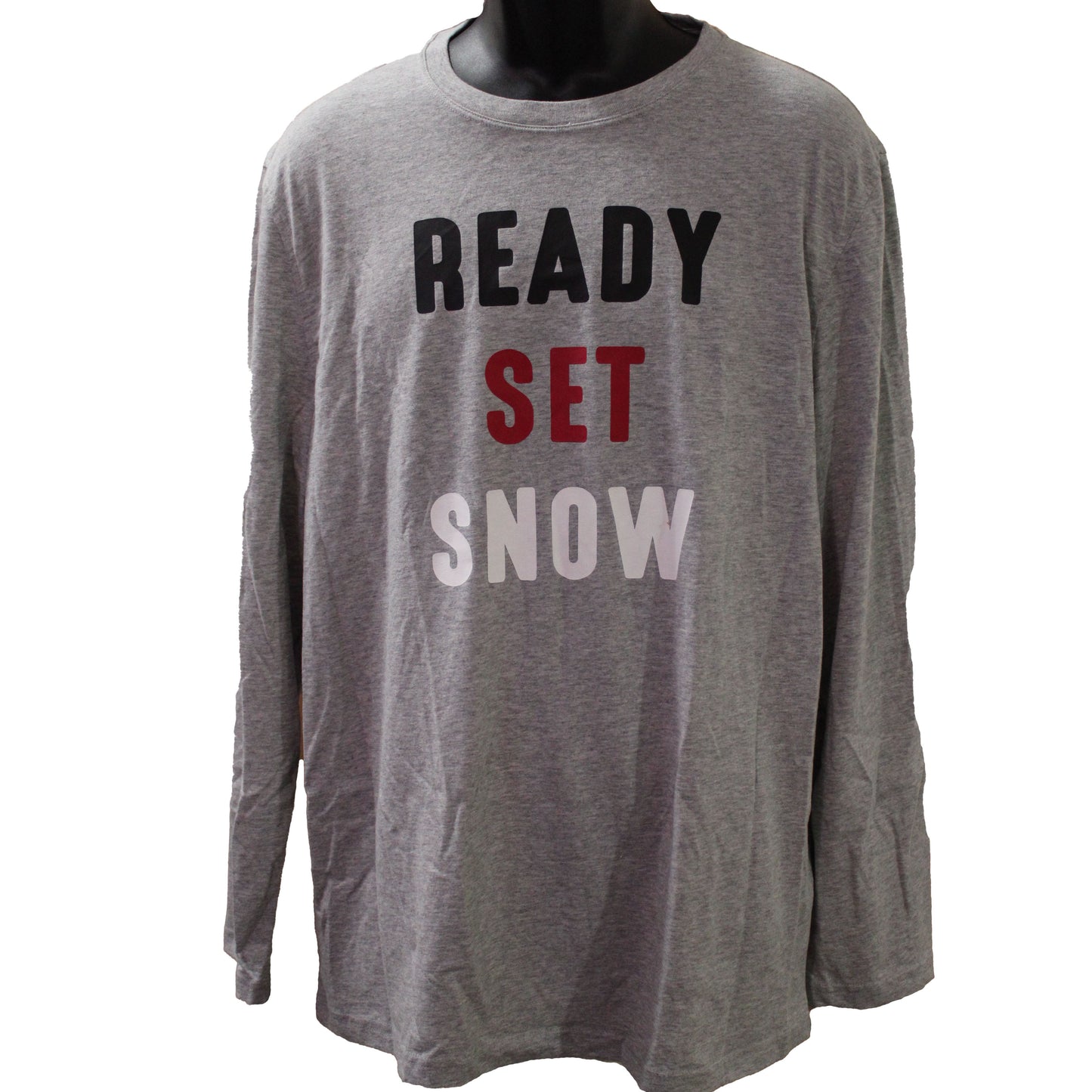 Family PJs Men's Size Large, "Ready Set Snow" Sleep Top (only), Heather Gray