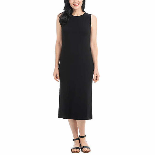 Hilary Radley Women Size XXL Knit Sleeveless Midi Dress, Black