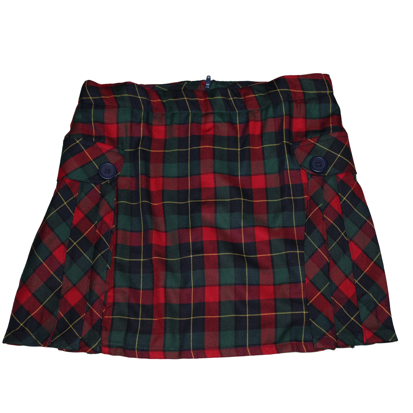 Lands End Uniform Girls Size 8, Side Pleat Plaid Skort Above Knee, Red Plaid