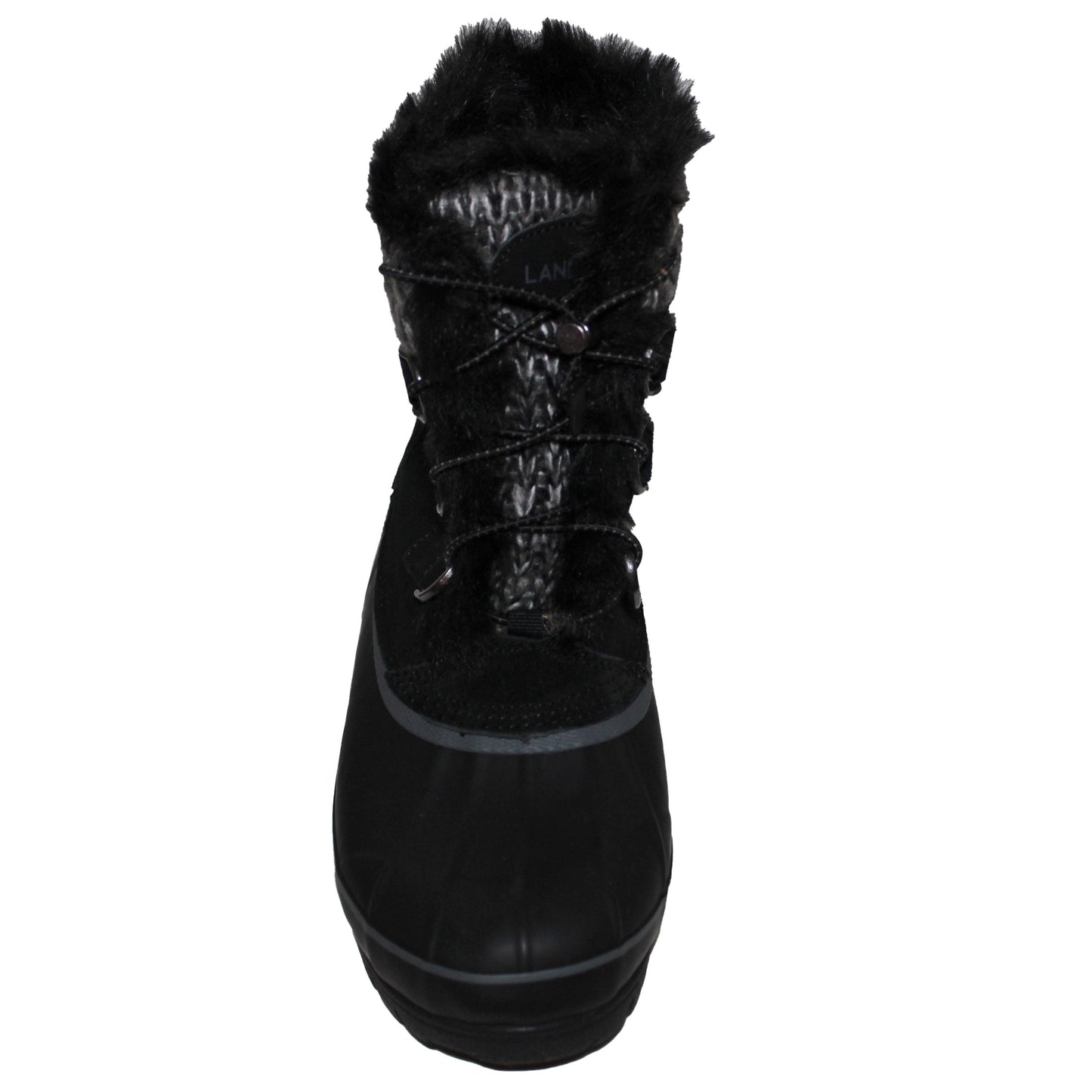 Lands End Womens Size 6, Hillary Short Faux Fur Suede Leather Snow Boots, Black New without Box