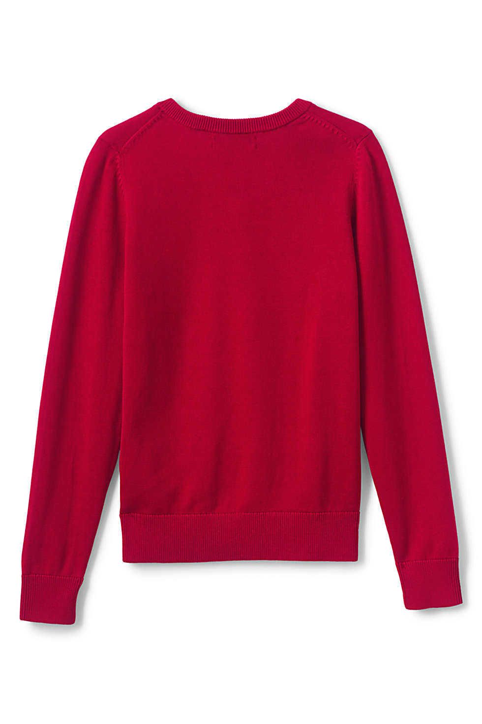 Lands End Uniform Little Boys Medium (5/6) Fine Gauge Cotton V-Neck Sweater, Red