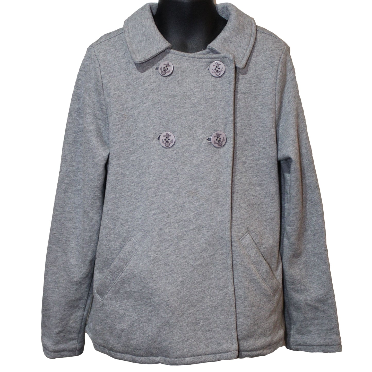 Lands End Uniform Girls' Small (7/8) Peacoat Coat, Pewter Heather Gray