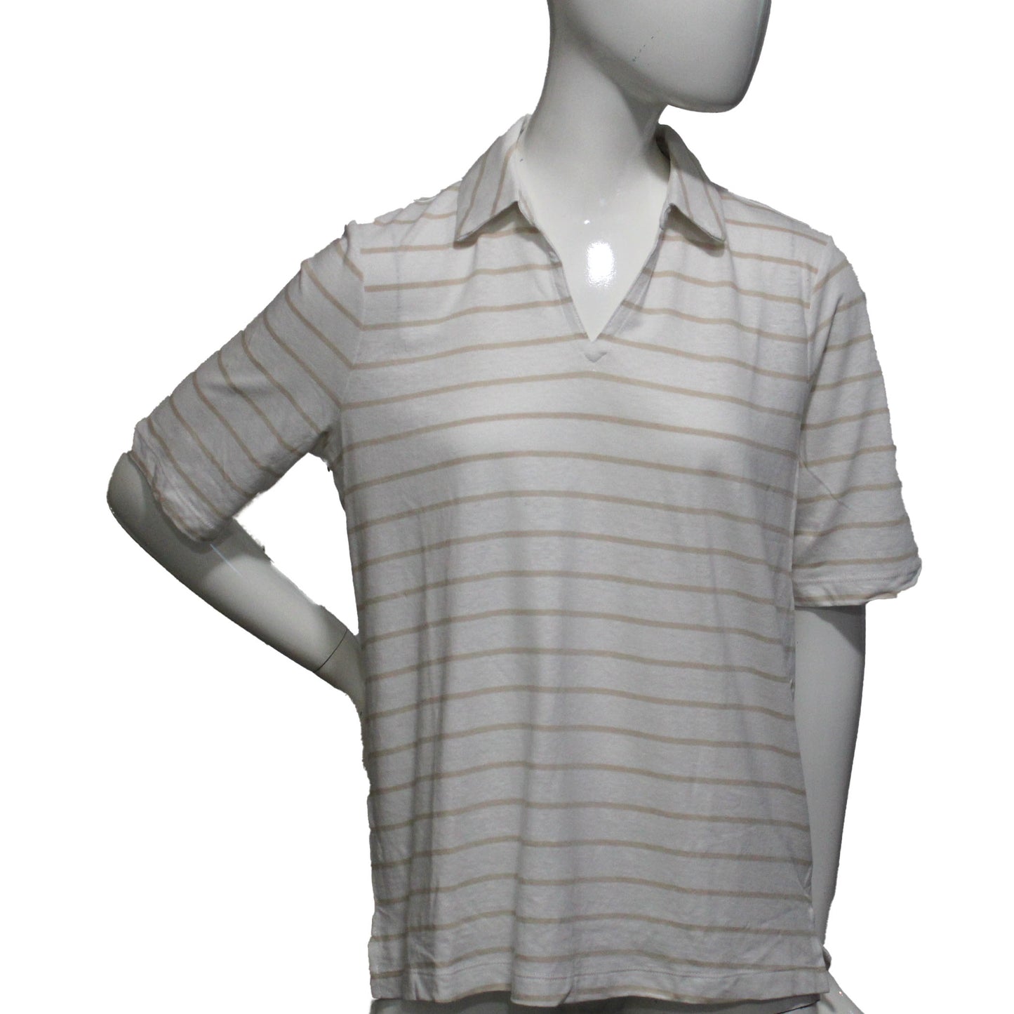 Lands End Women's Medium (10-12) Petite, Linen Blend Short Sleeve Polo Shirt