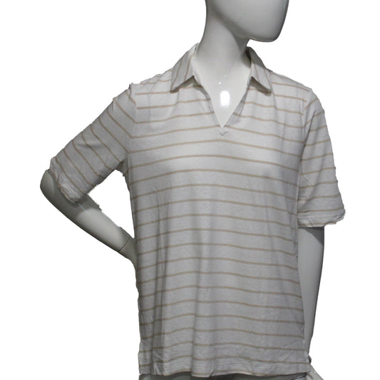 Lands End Women's Small (6-8) Petite, Linen Blend Short Sleeve Polo Shirt