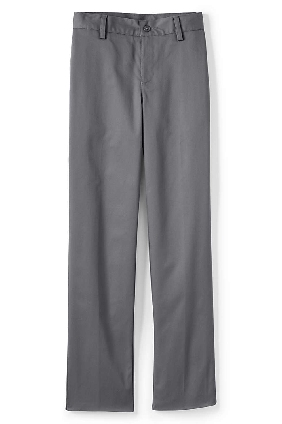 Lands End Uniform Boys Size 20, 26" inseam, Plain Front Chino Pants, Arctic Gray