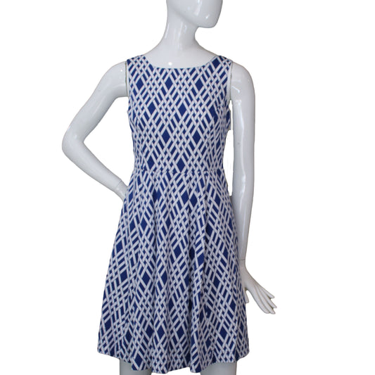 Lands End Women's 2 Petite, Sleeveless Sateen Dress, Rich Cobalt Pattern