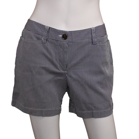 Lands' End Women, Size 2 Petite, Bedford Shorts, Classic Navy Stripe