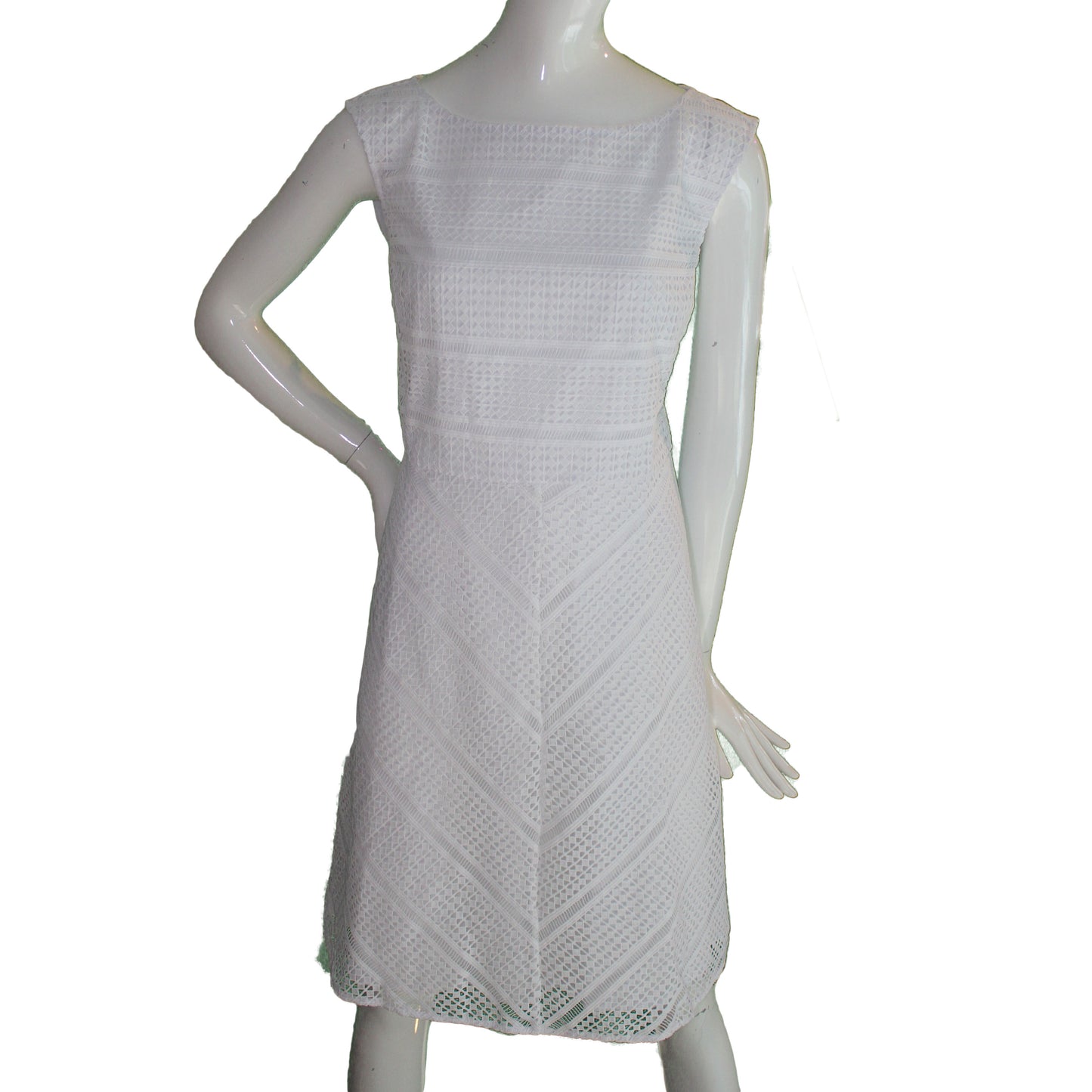 Lands End Women Size 16 Petite, Sleeveless Lace Dress, White