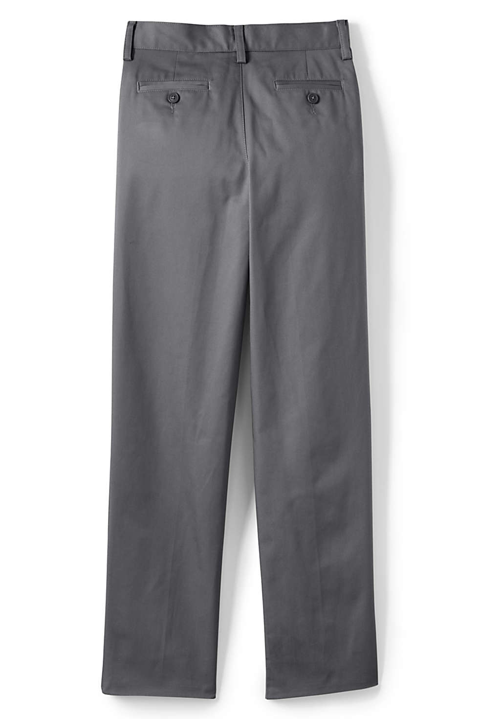 Lands End Uniform Boys Size 20, 26 inseam Plain Front Chino Pants, Gray