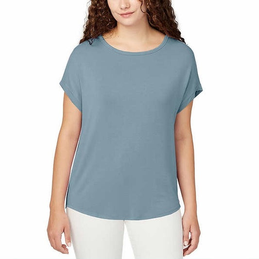 Buffalo David Bitton Women's Medium French Terry Short Sleeve Top, Blue NWOT