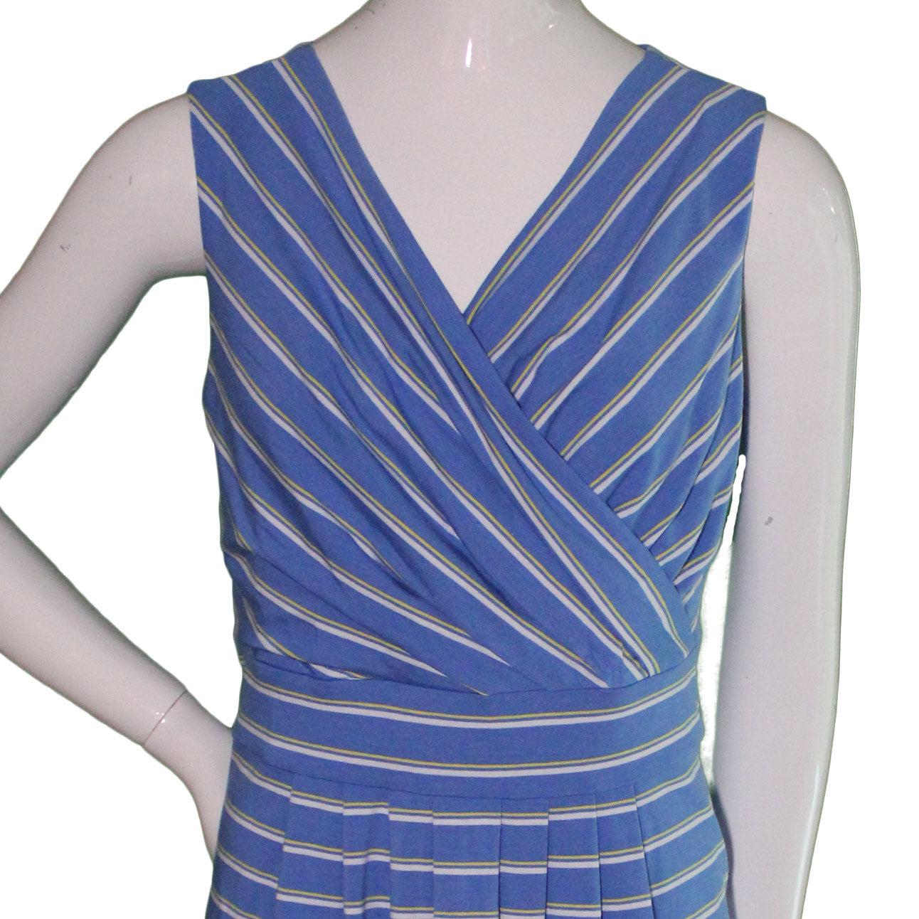 Lands End Women XXS (00-0) Petite Sleeveless Fit & Flare Dress, Blue Stripe