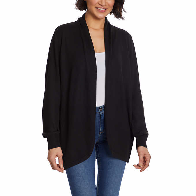 Ella Moss Cozy Cardigan Women Size Medium Long Sleeve Open Front Sweater, Black Customer Return