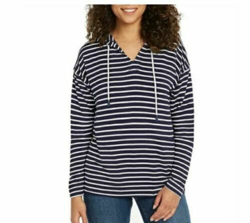 Buffalo David Bitton Knit Women Size X-Small, Knit Hoodie, Navy-White Stripe