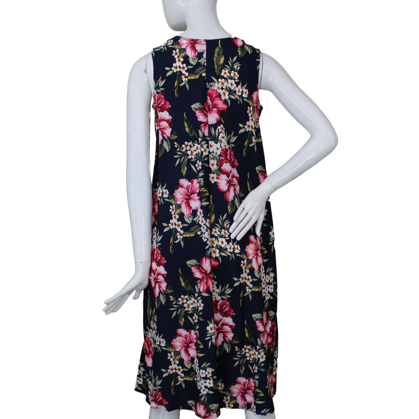 Lands End Women's 4 Petite, Sleeveless Trapeze Dress, Hibiscus Floral