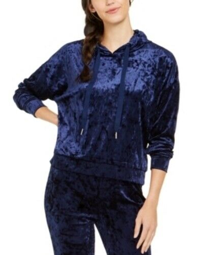 Alfani Women's, Size Medium, Crushed Velvet Hoodie, Midnight Velvet