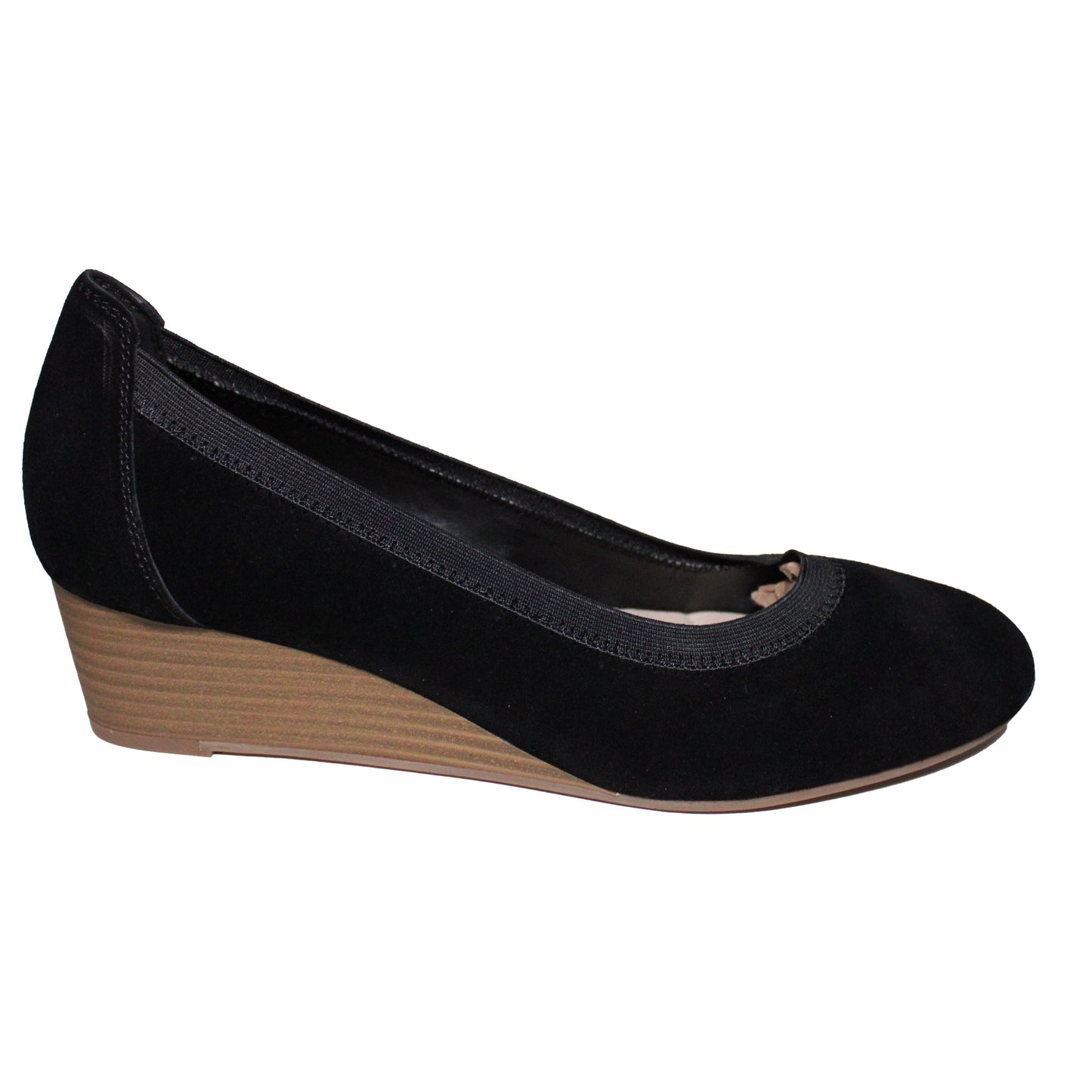 Lands' End Women's Size 9.5, Suede Comfort Elastic Wedge Shoes, Black