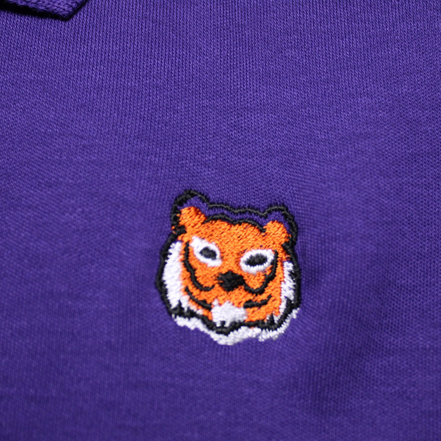 Lands' End Girls Size Large 14, Short Sleeve Polo Shirt, Purple w/ Tiger