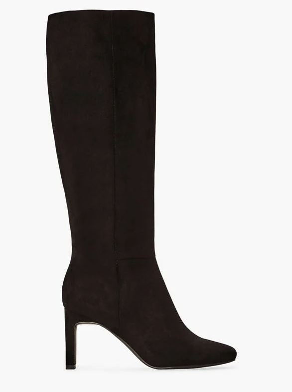 JUSTFAB EVELYN Women's Size US 9.5 M, Tall Heeled Boot, Black Faux Suede, Customer Return