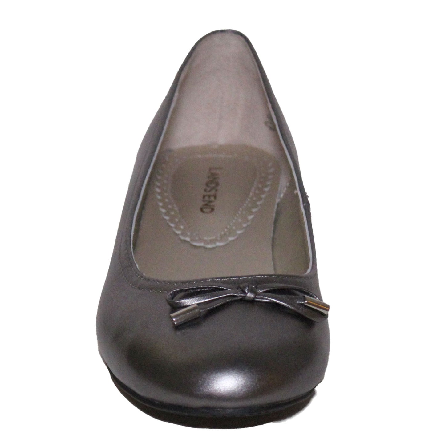 Lands End Little Girl's Size US 9, Classic Leather Ballet Flat, Pewter Metallic