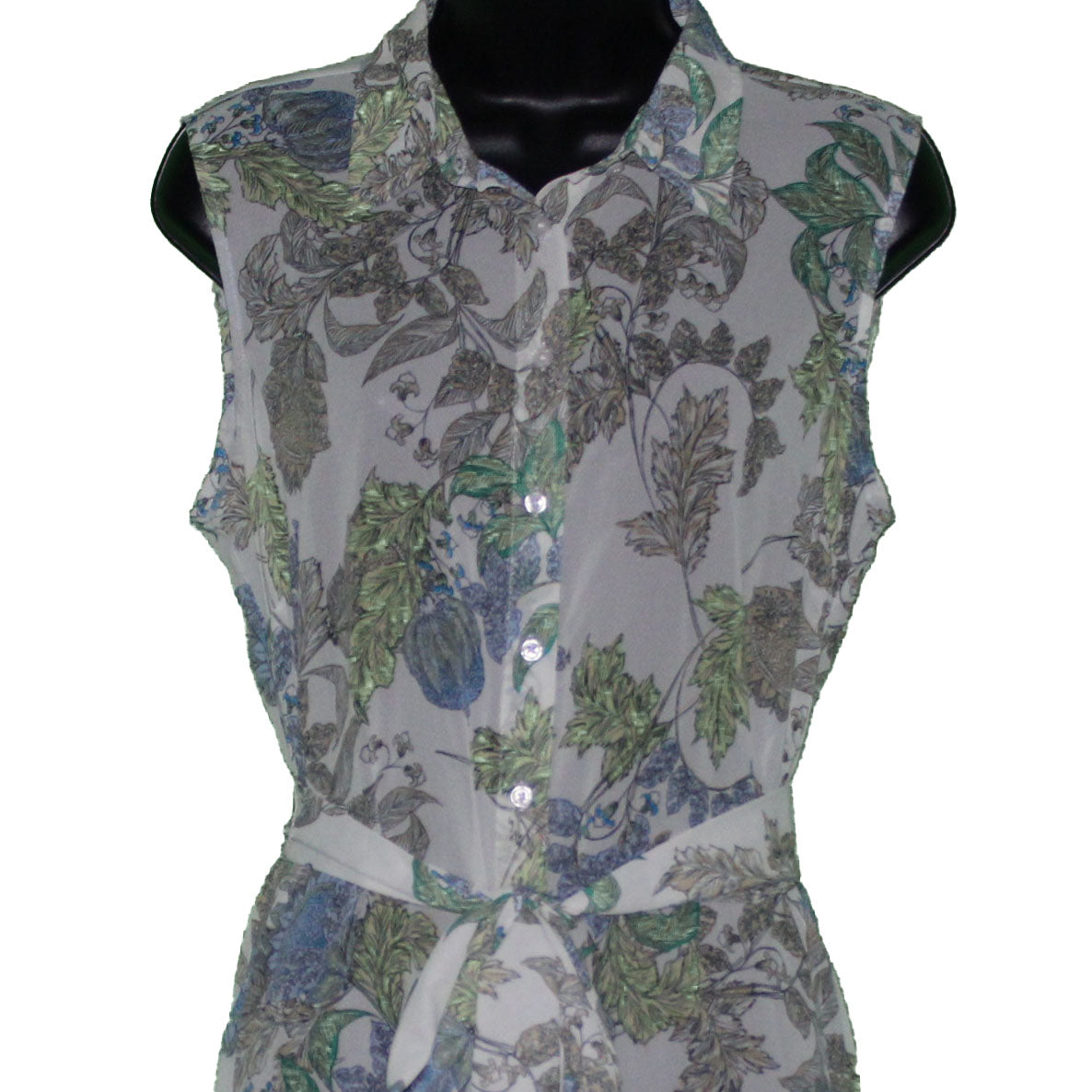 Lands End Sleeveless Shirt Dress NWOT (Whisper Mint Floral, 12 Petite)