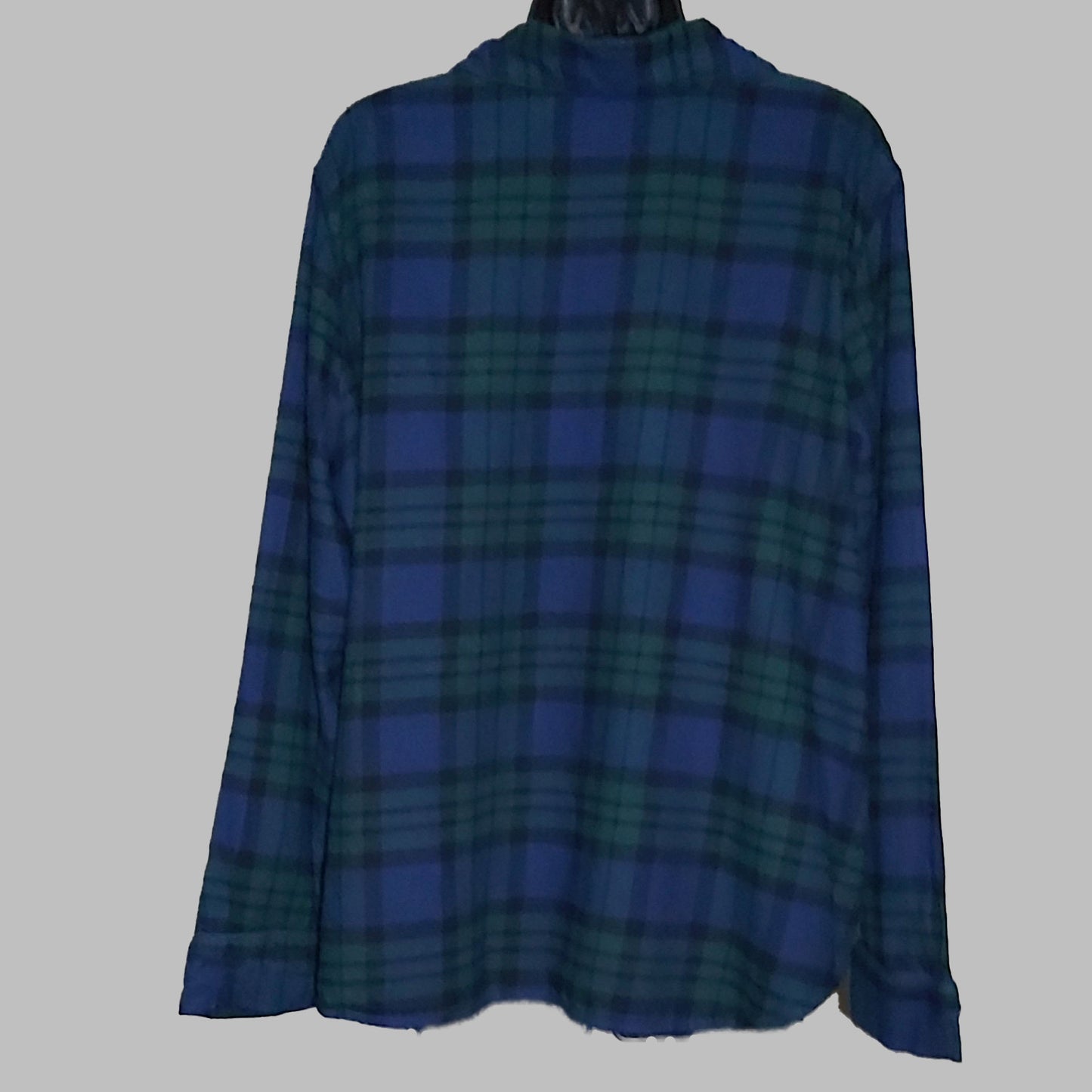 Lands' End Ladies Size Small, Long Sleeve Print Flannel Pajama Top, Evergreen Tartan