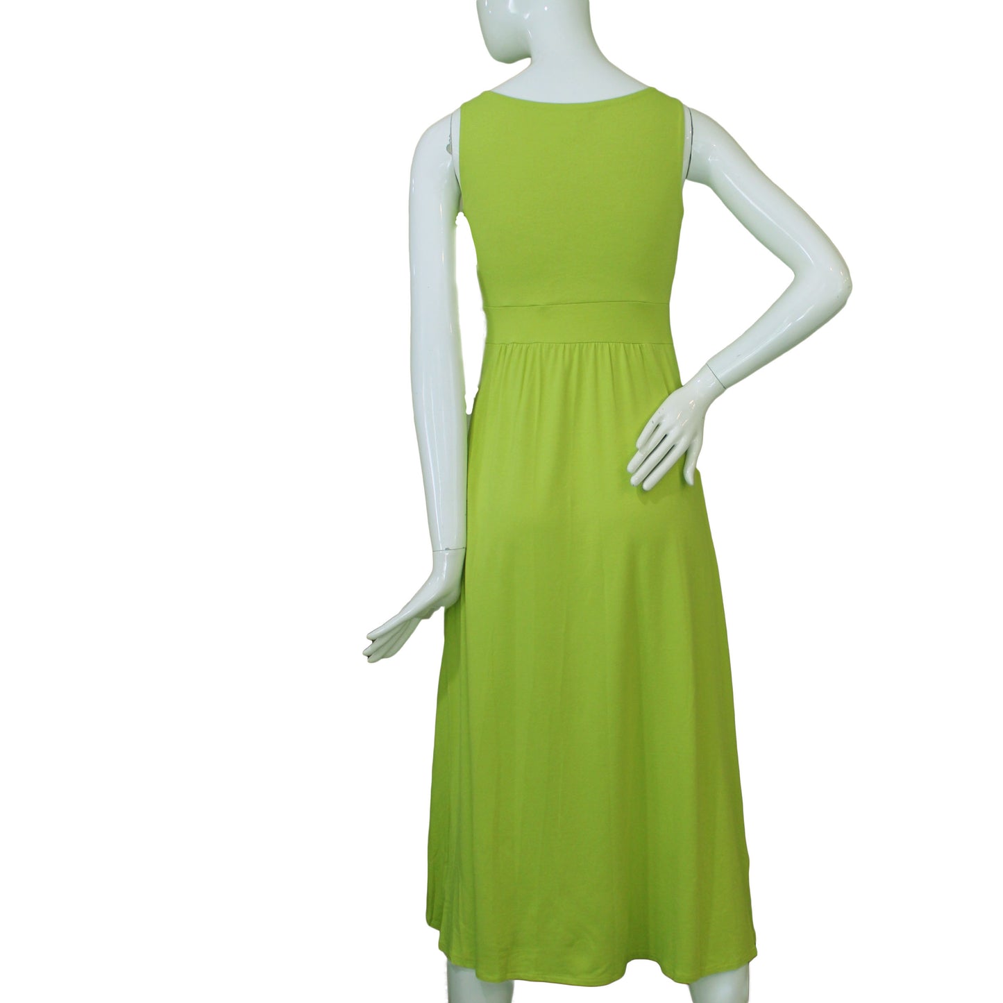 Lands End Size XXS (00-0) Petite Sleeveless Fit & Flare Maxi Dress, Lime Zest