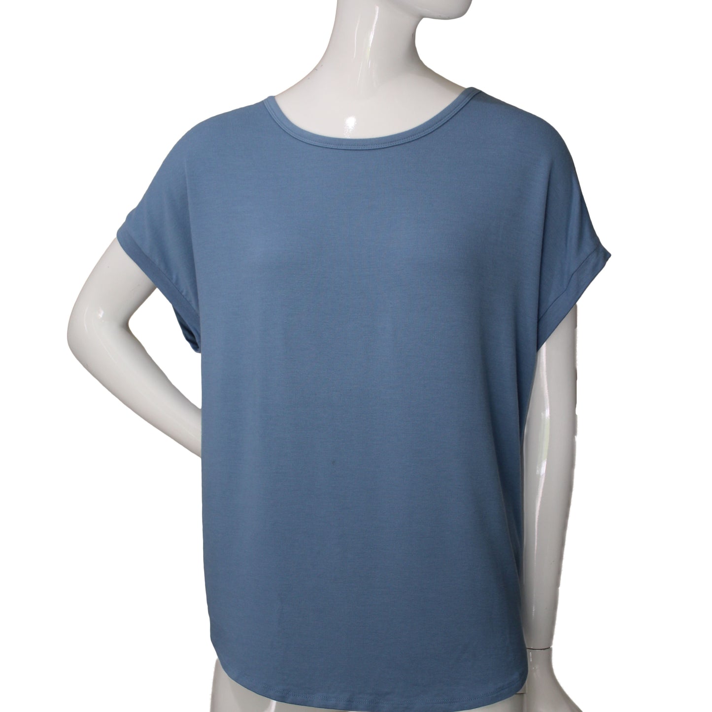 Buffalo David Bitton Women's Medium French Terry Short Sleeve Top, Blue NWOT