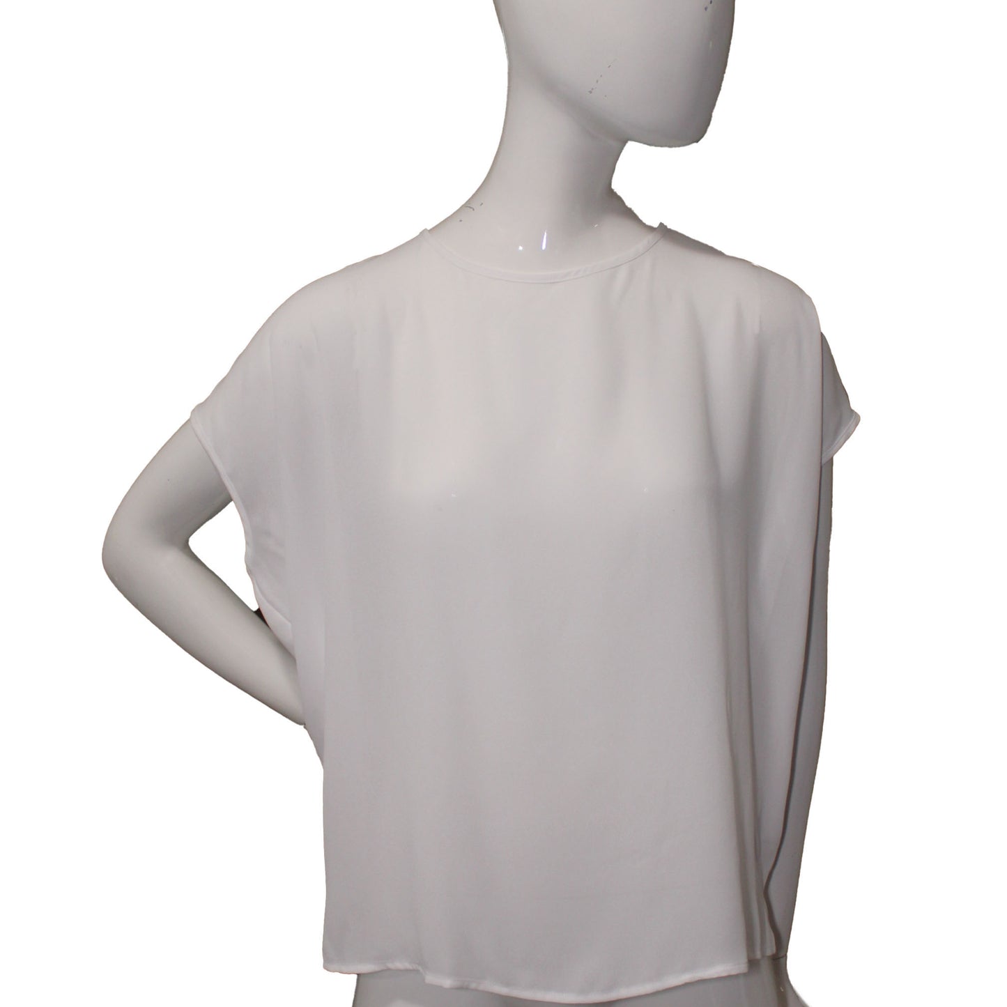 Lands' End Women's Size 14 Petite, Short Dolman Sleeve Blouse, Eggshell White