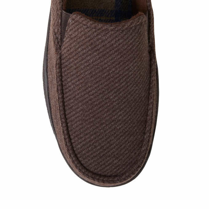 Dearfoams Mens Size Medium (9-10), Indoor/Outdoor Slipper Easy On/Off, Brown