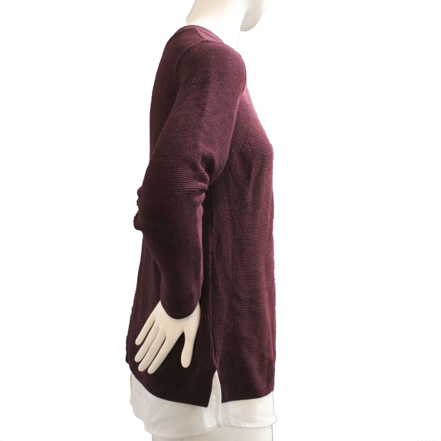 Hilary Radley 2-Fer Sweater Women's Size Small, Maroon Wine, Customer Return