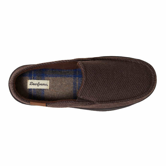 Dearfoams Mens Size Medium (9-10), Indoor/Outdoor Slipper Easy On/Off, Brown
