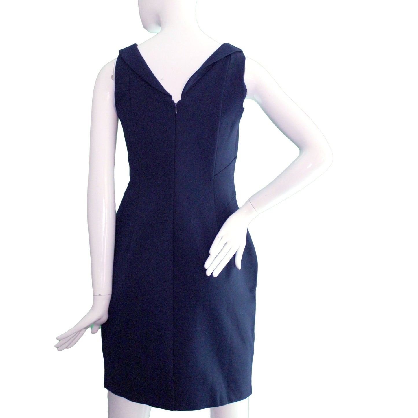 Lands End Size 4 Petite Sleeveless Portrait Collar Dress, Radiant Navy