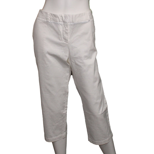 Lands End Women Size 16 Petite, Stretch Chino Slim Crop Pants, White