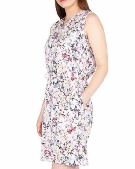 Nicole Miller Dress Size Medium or Large, Sleeveless, Pink Floral Print