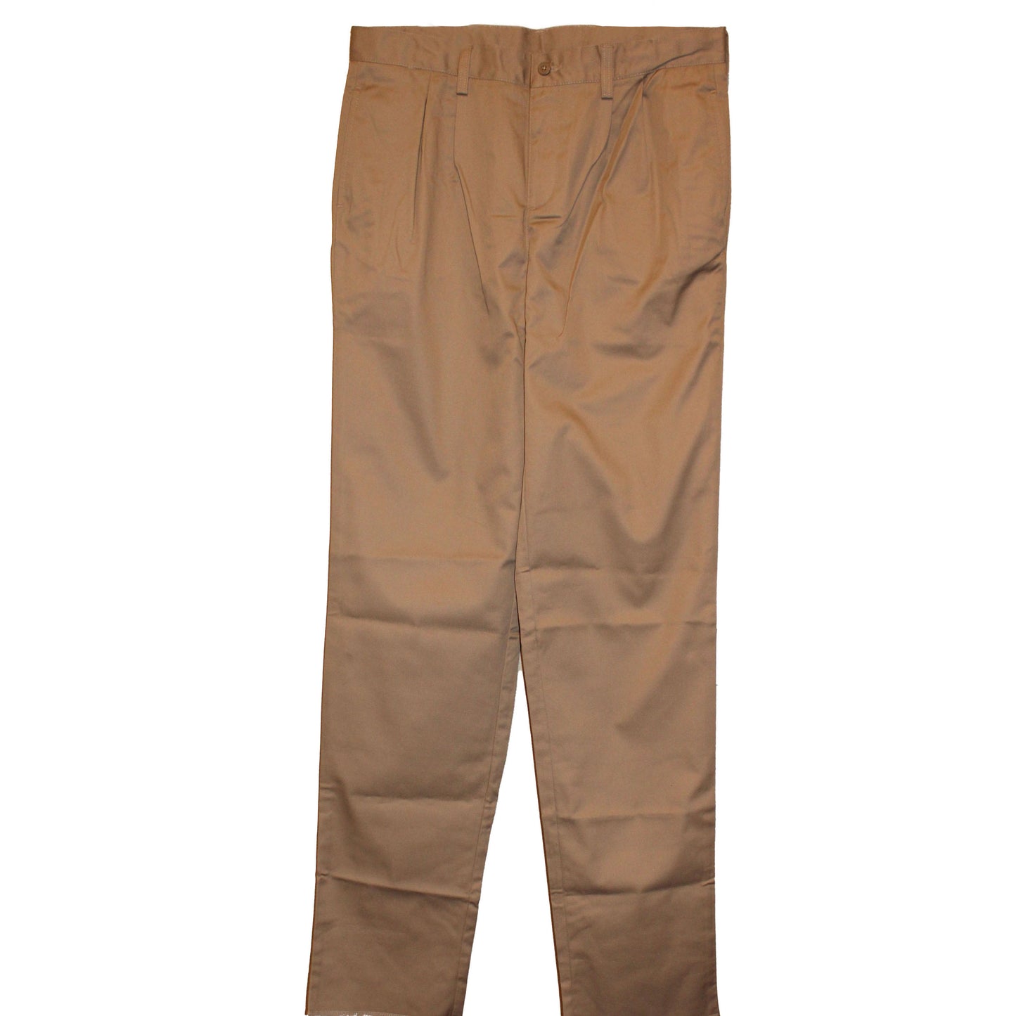 Lands End Uniform Boys Size 20, 36" Inseam, Unhemmed Pleated Chino Pant, Khaki