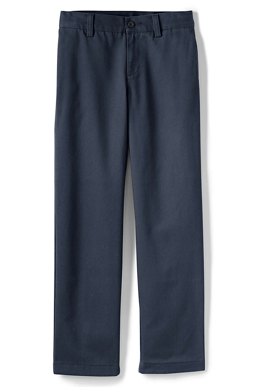 Lands End Uniform (Boys 20 Slim, 30 Inseam) Cotton Plain Front Chino Pant, Navy