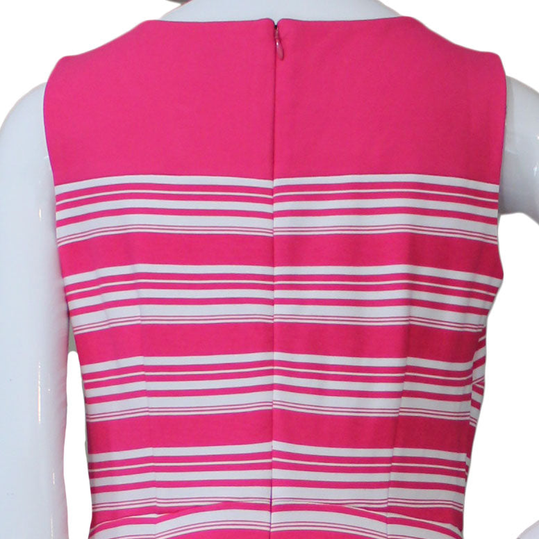 Lands End Women 4 Petite Sleeveless Ponte Sheath Dress, Hot Pink Stripe