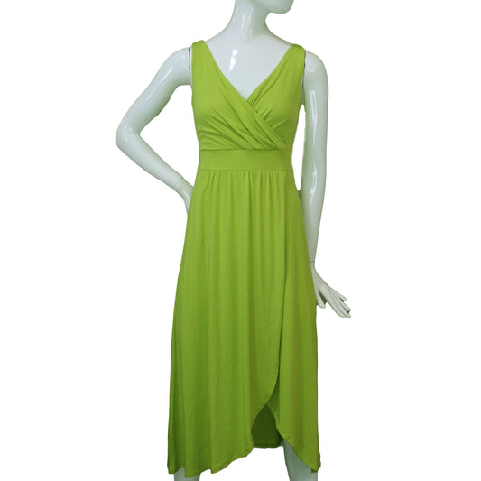 Lands End Size XXS (00-0) Petite Sleeveless Fit & Flare Maxi Dress, Lime Zest