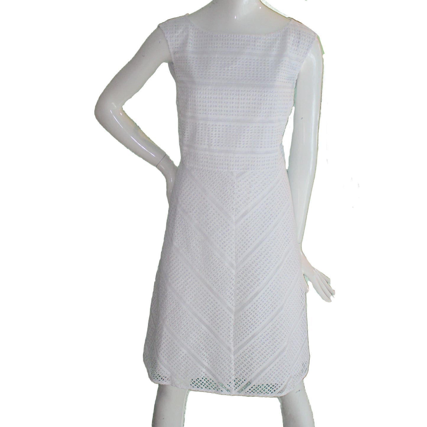 Lands End Women Size 16 Petite, Sleeveless Lace Dress, White