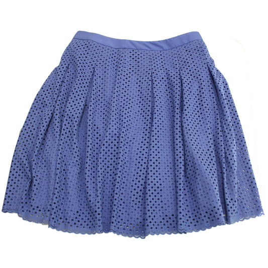 Lands End Women Size 4 Petite Pleated Eyelet Aline Skirt, Violet Sky